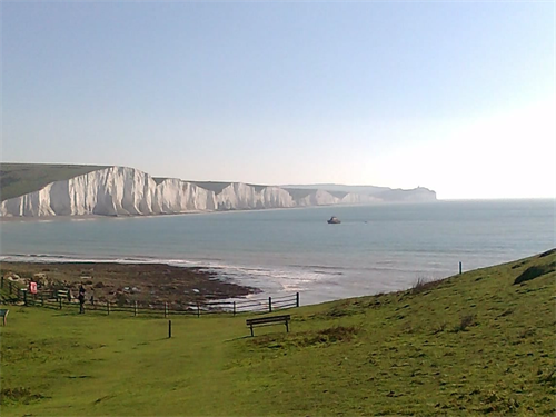 Seven Sisters cliffs and the sea.