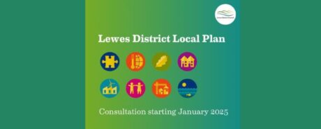 Lewes District Local Plan with a green background and small icons showing different services the council offers.